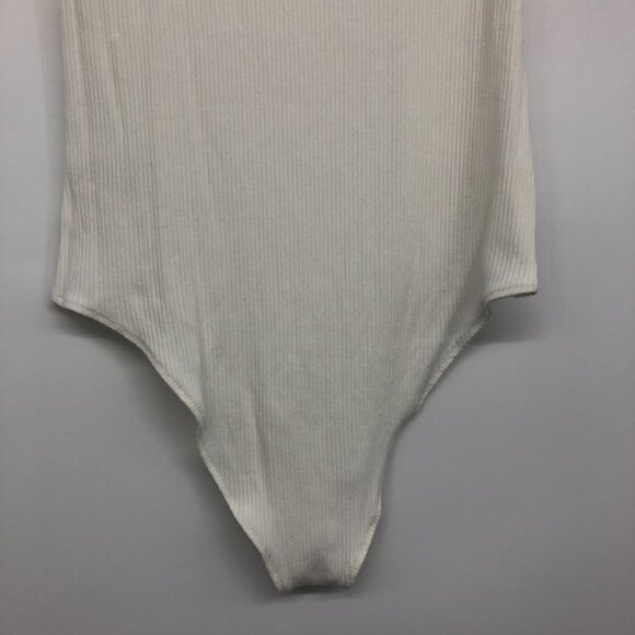 She + Sky White Ribbed Mock Neck sleeveless Bodysuit size L - Picture 11 of 14